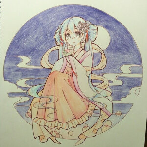 手绘 彩铅 初音 @涂姬