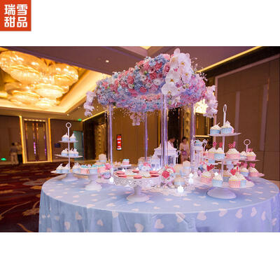 定制 婚礼杯子蛋糕甜品桌 结婚茶歇 点心桌蒂芙尼蓝色甜品台摆台布置