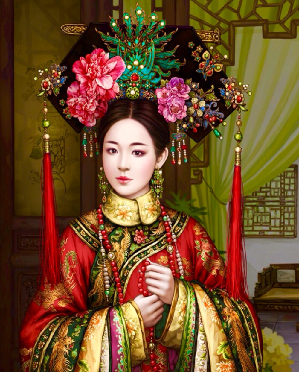 古装手绘美女，古装插画；古风美女