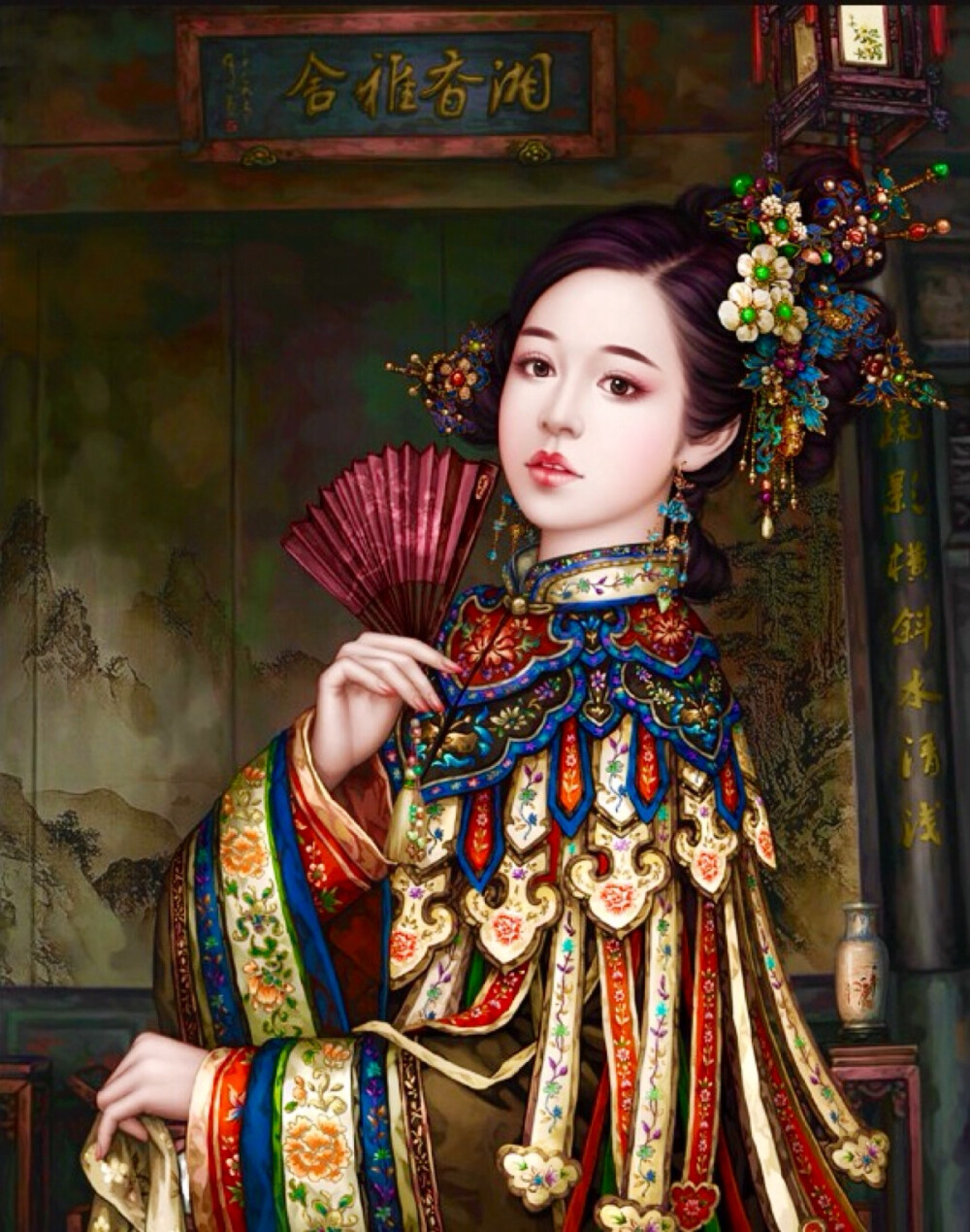 古装手绘美女，古装插画；古风美女