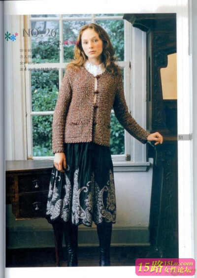 和风细雨之女式毛衣编织精品集时尚篇（二十六）开衫外套|棒针编织图解 - 15路驿站