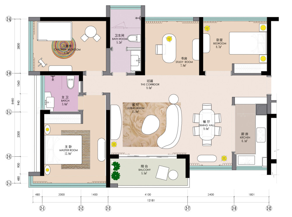 非中式 | 深圳玺悦山2栋D户型示范单位【一心设计组】
采用浅色系为设计基调，把金色作为点缀形式，闪亮整个室内空间，以简洁的方式营造出时尚、品质的氛围。
项目类型：样板房
建筑面积：90㎡
风格定位：金色年华