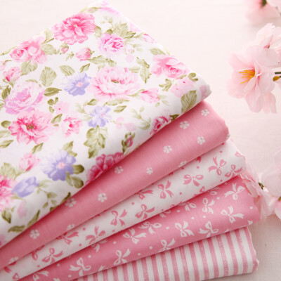 斜纹棉布 粉色布组