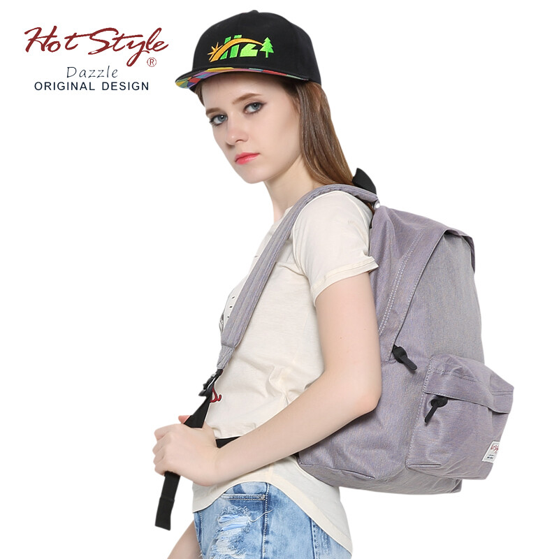 HOTSTYLE欧美纯色双肩包女旅游背包街头潮男电脑包时尚大学生书包