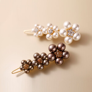 韩国头饰发饰韩式镶钻花朵珍珠边夹一字夹短发小发夹刘海夹青蛙夹