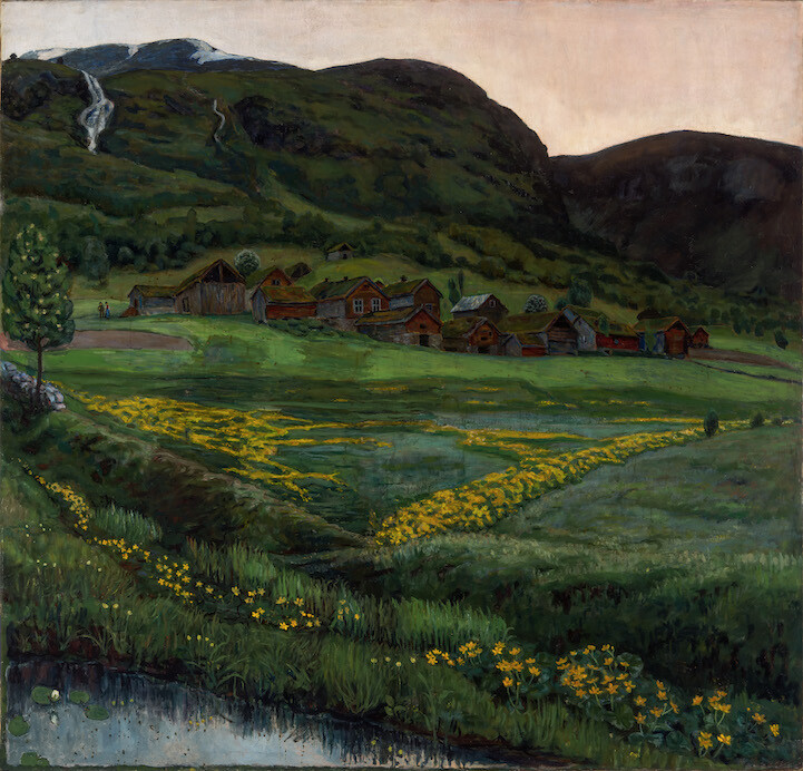 挪威“失落的艺术家”| Nikolai Astrup，与 Edvard Munch（蒙克）同时代的艺术家。1880年出生，47岁去世。他的画在挪威无人不知，但在国外却知之甚少。Astrup了解后印象派、表现派、立体派，但他没有跟随。他将生活体验和观察付诸画纸，作品无不透露出他对挪威祖国山水尤其是峡湾的热爱。