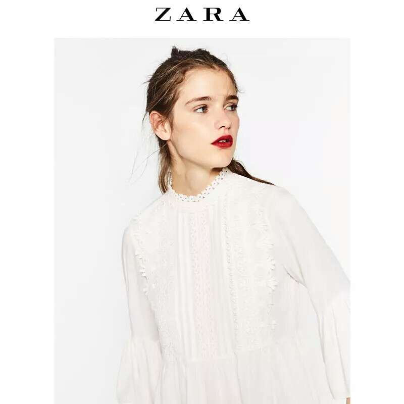 ZARA 女装 蕾丝拼接罩衫 05598240251