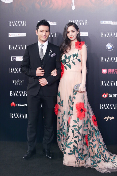 angelababy 黄晓明 芭莎明星慈善夜