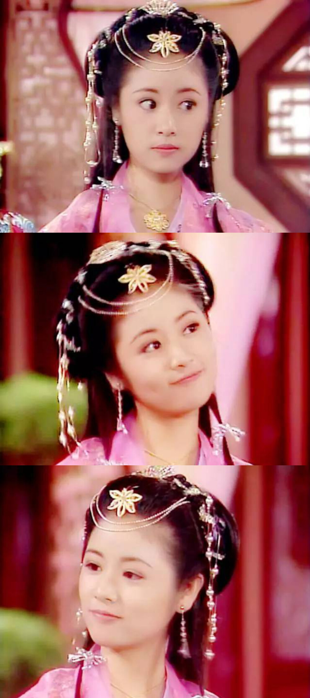 1997年《新包青天之梅花盗》饰演飞风郡主，林心如首部古装剧:个人认为第一个郡主扮相是最美的，给第一。  
