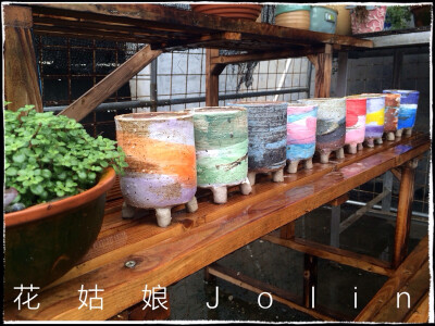 油画风格多肉花盆，淘宝店:花姑娘Jolin 有售