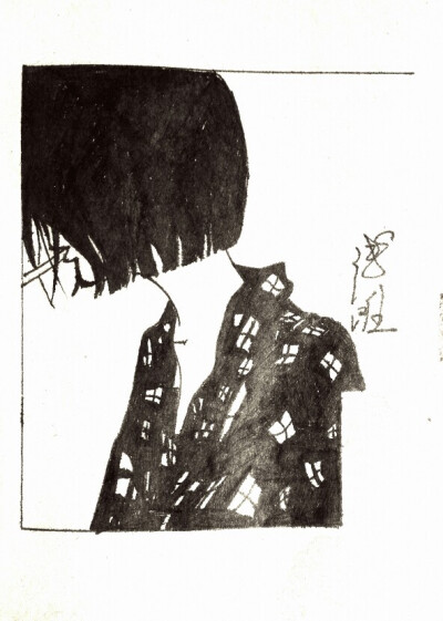 这种说画就画的感觉真好 黑白 手绘 钢笔上色