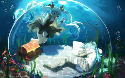 侵删，图片源于P站，未向画师授权。
miku 泡泡 | 千夜QYS3 #pixiv http://www.pixiv.net/member_illust.php?illust_id=58055191&mode=medium