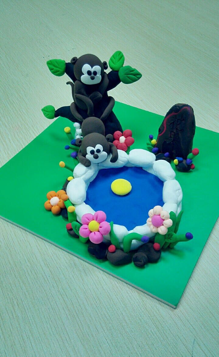 猴子捞月超轻粘土