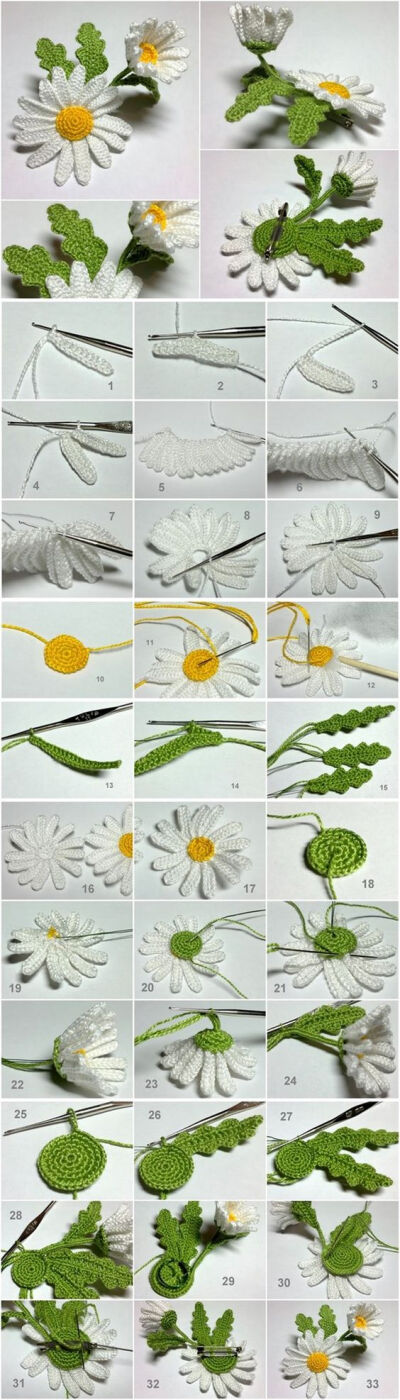 crochet 3D daisy tutorial: