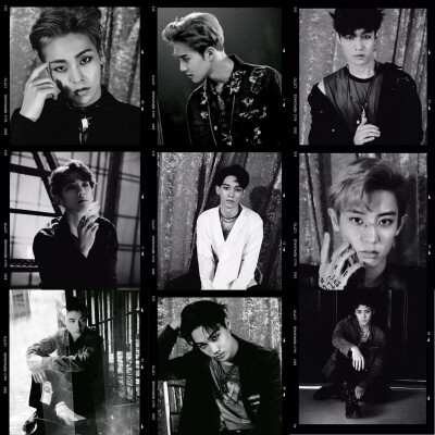 今年八月发布的新专《LOTTO》主打曲《LOTTO》九人拼接海报 #EXO#