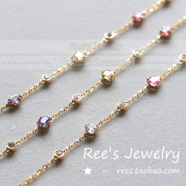 Ree'sRoseBrambles 美与刺的交融。18k 彩色 蓝宝石 手链