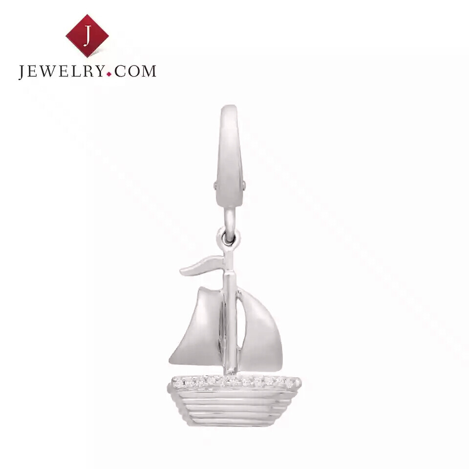 Jewelry.com 925银细小钻石钻石精致帆船小挂坠 休闲百搭charm