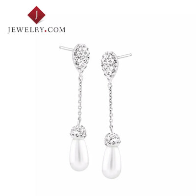 Crystaluxe 925银施华洛世奇水晶精致珍珠优雅耳坠 女款魅力饰品
