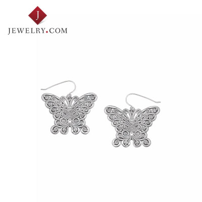 Jewelry.com 925银金银丝工艺蝴蝶耳环 女士时尚百搭魅力气质饰品