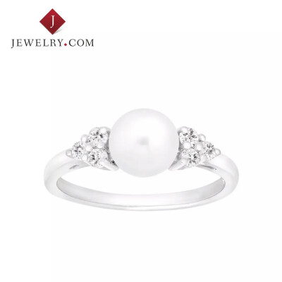 Jewelry.com 925银淡水珍珠托帕石精致女戒 时尚生辰石系列饰品