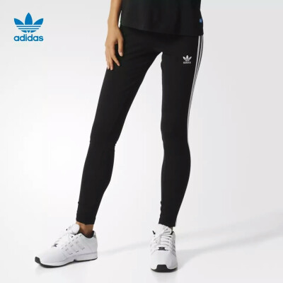 adidas 阿迪达斯 三叶草 女子 紧身裤 黑 AJ8156