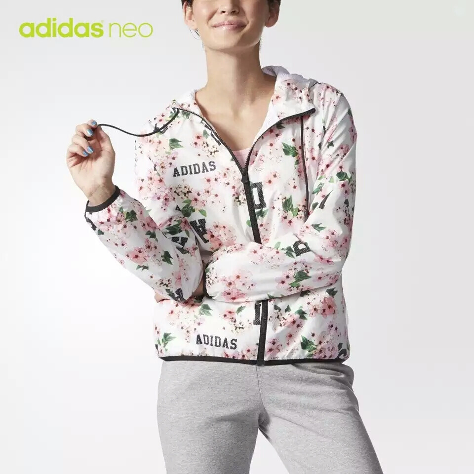 adidas 阿迪达斯 neo 女子 防风服 白 AY5551