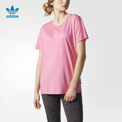 adidas 阿迪达斯 三叶草 女子 短袖上衣 极致粉 AY7916