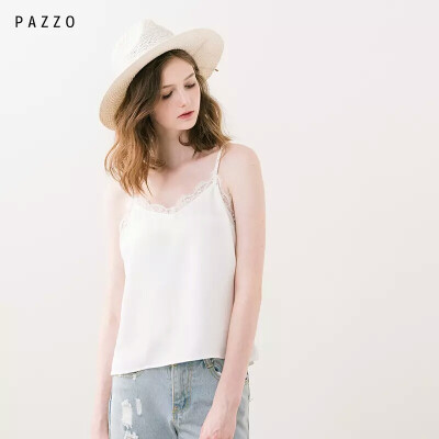 │PAZZO│URBAN P40003257 巴黎女伶拼接蕾丝雪纺背心