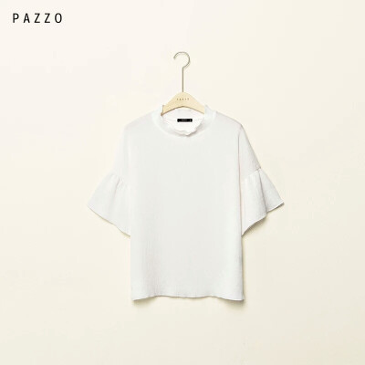 │PAZZO│SWEET P40003133 浪漫压纹荷叶宽袖上衣