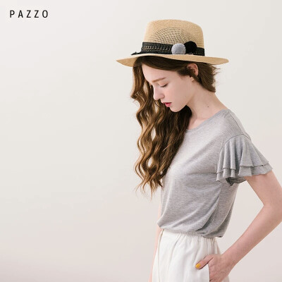 │PAZZO│SWEET P40003215 MIT LADY CHIC袖荷叶上衣