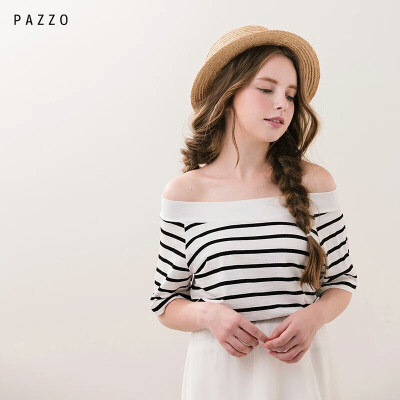 │PAZZO│SWEET P40003288 MIT BASIC条纹平口上衣