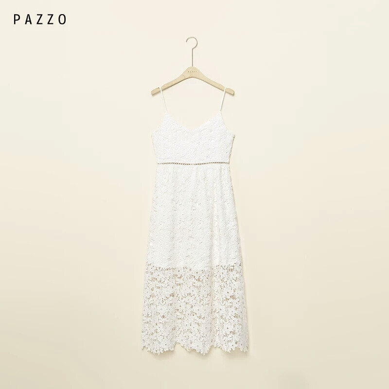 │PAZZO│SWEET P40201478 夏日渡假蕾丝细肩长连衣裙