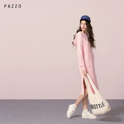 │PAZZO│SWEET P40201269 MIT CASUAL侧开叉连帽连衣裙