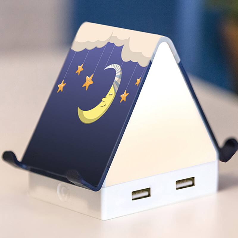 暖小屋多功能充电器 4口USB插座+小夜灯+手机平板支架 艾玛礼物
