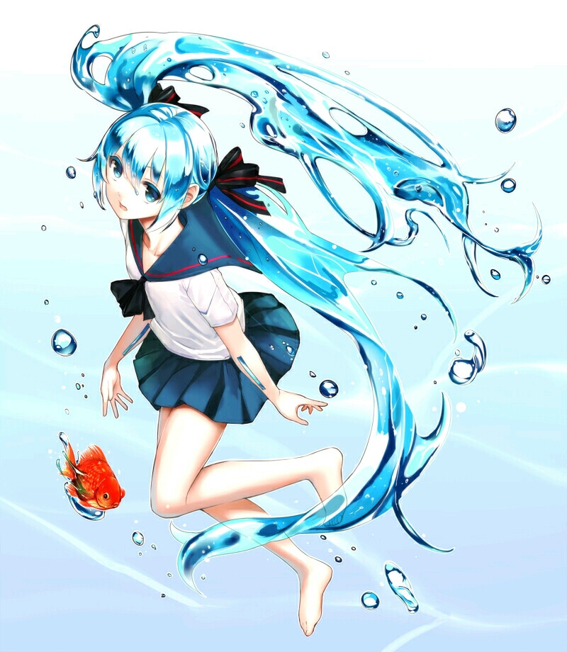 侵删，图片源于P站，未向画师授权。
AQUA | 竹森 #pixiv http://www.pixiv.net/member_illust.php?illust_id=45027186&mode=medium动漫 二次元 水珠 深海 泡沫 清凉 透明 游泳 夏季 水着浪花 卡哇伊 萌萌哒 少女 壁纸