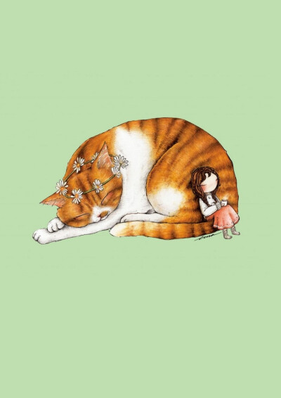 我和猫咪 画师Luna插画作品