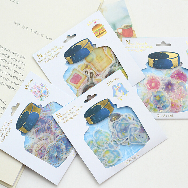 日本创意唯美漂流瓶贴纸包DIY手账贴日记纸质相册装饰贴画包48枚