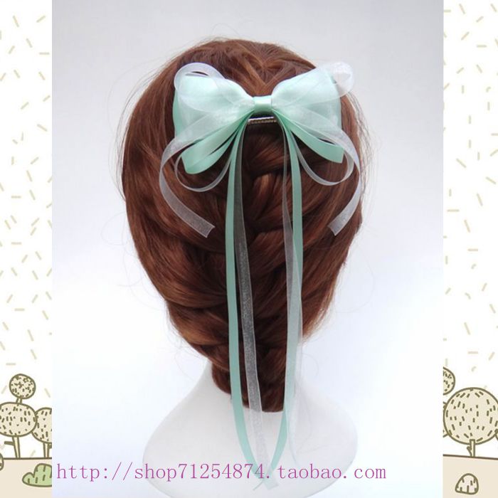 定制 原创手工发饰 小清新蝴蝶结发夹 甜美头饰小龙女复古装超仙长飘带