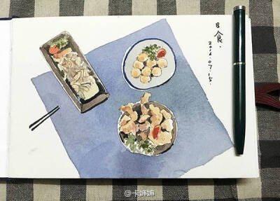 卡小N 卡婶婶 水彩 食物 手帐