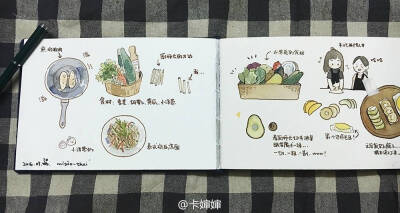 卡小N 卡婶婶 水彩 食物 手帐