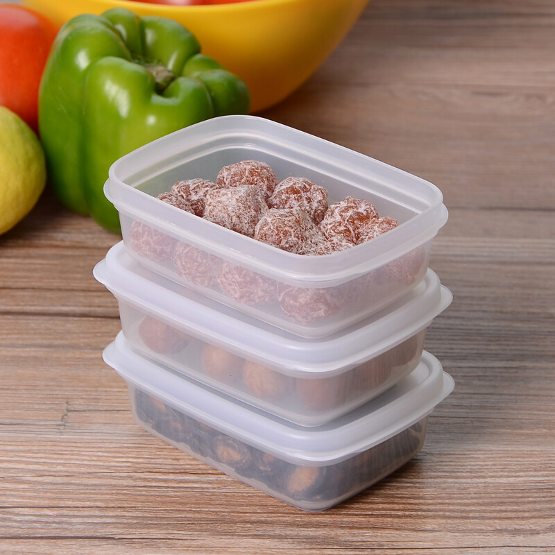 日本进口塑料保鲜盒密封盒 冰箱冷冻盒水果食物收纳盒长方形带盖