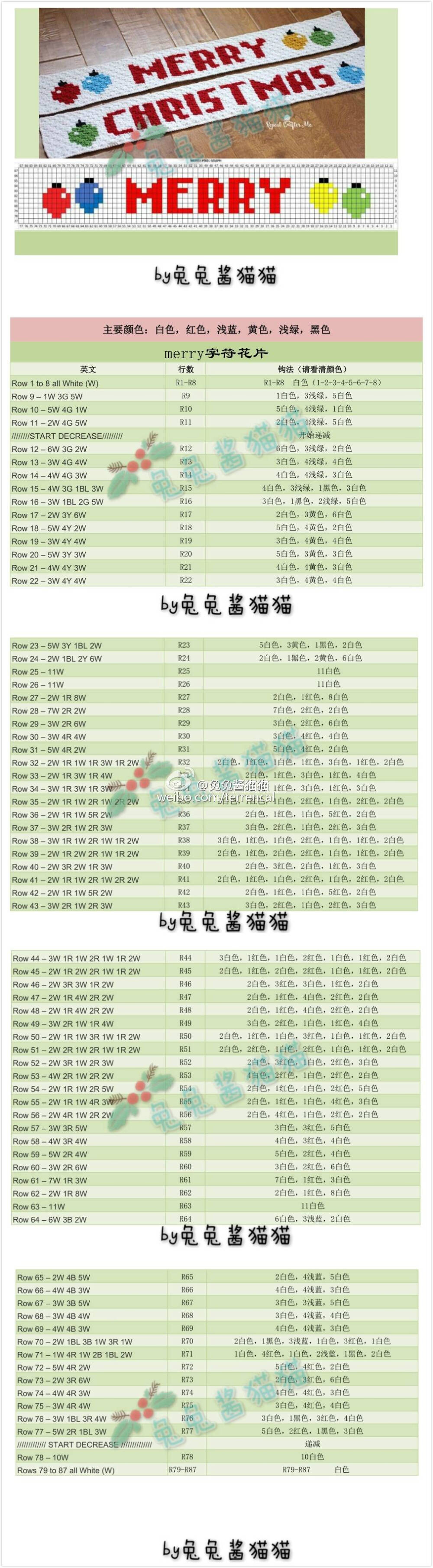 钩针对角线图解圣诞像素图编织毯子（图上有原文出处，如有侵权请联系）