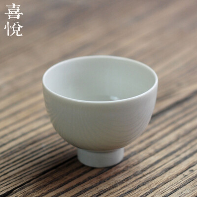 喜悦茶铺 茗茶杯 手工拉坯高脚陶瓷杯盏 普洱功夫茶具 清露