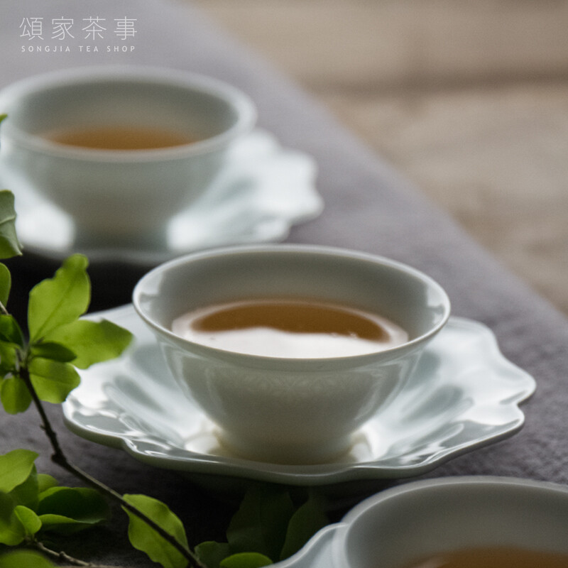 颂家茶事 景德镇手工陶瓷杯托白瓷杯垫茶道配件 陶瓷点心盘葵口碟