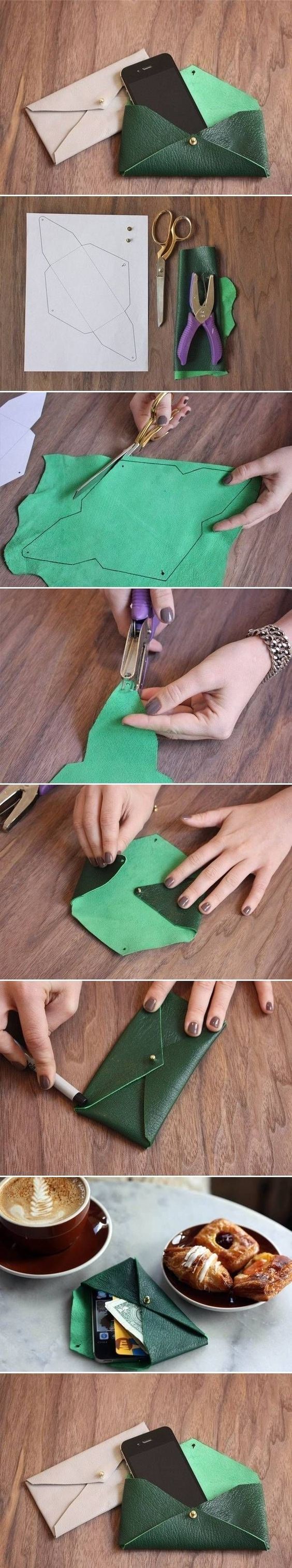 DIY皮革信封钱包教程