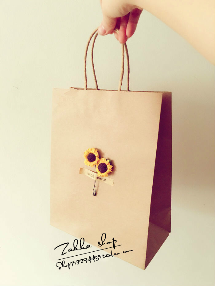 简约时尚手提袋 牛皮纸袋 环保礼品袋 向日葵礼物袋 礼品袋