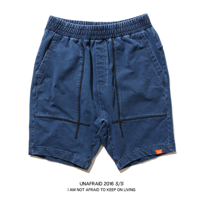 UNAFRAID 2016SS TERRY COTTON SHORTS 洗水针织牛仔短裤五分裤