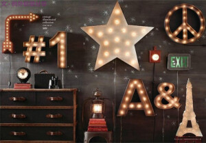 　　工业范儿灯是不是很酷？它主要采用排列的大灯泡和灯箱，这种适合喜欢粗矿工业风的童鞋们。它既能装饰房间也能照明，一举两得。