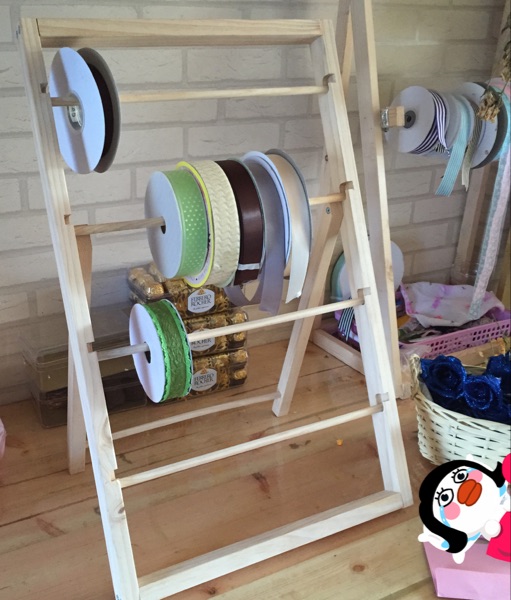 实木丝带架花店用品丝带收纳架丝带卷轴架家用DIY手工收纳架