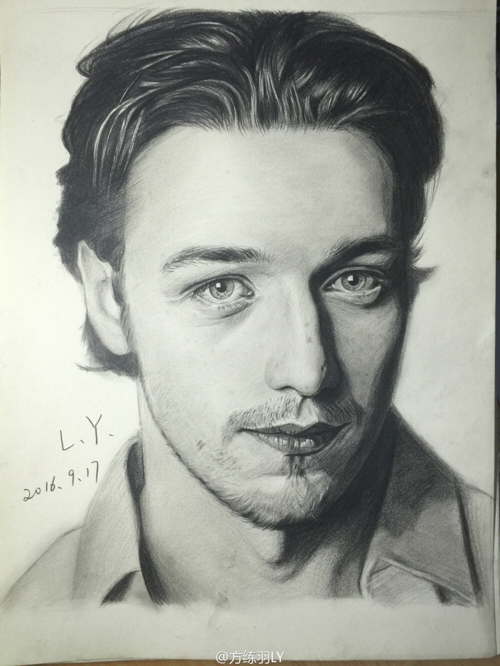 James McAvoy素描肖像画手绘詹一美分裂X战警天启 by@寒城至夏